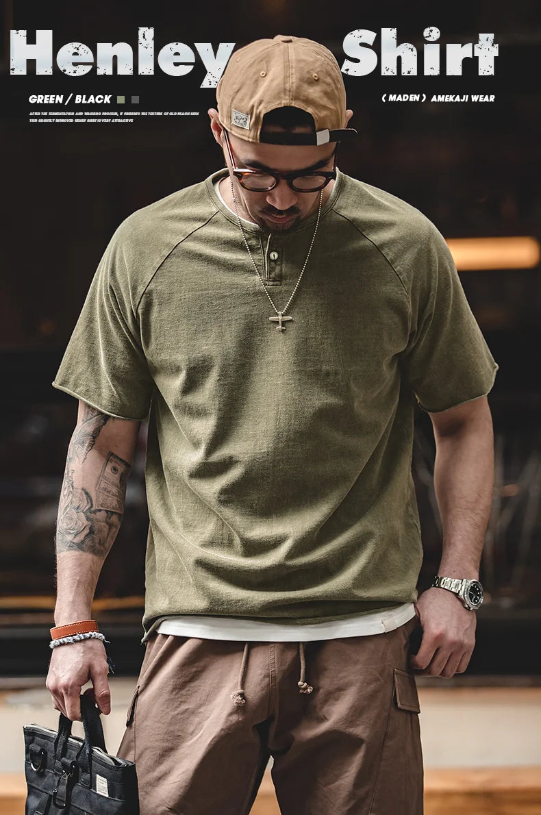 Maden Men Summer T Shirts Cotton Casual Streetwear Tees Retro Do Old Tops Slight Stretch Slim Short Sleeve T-shirts