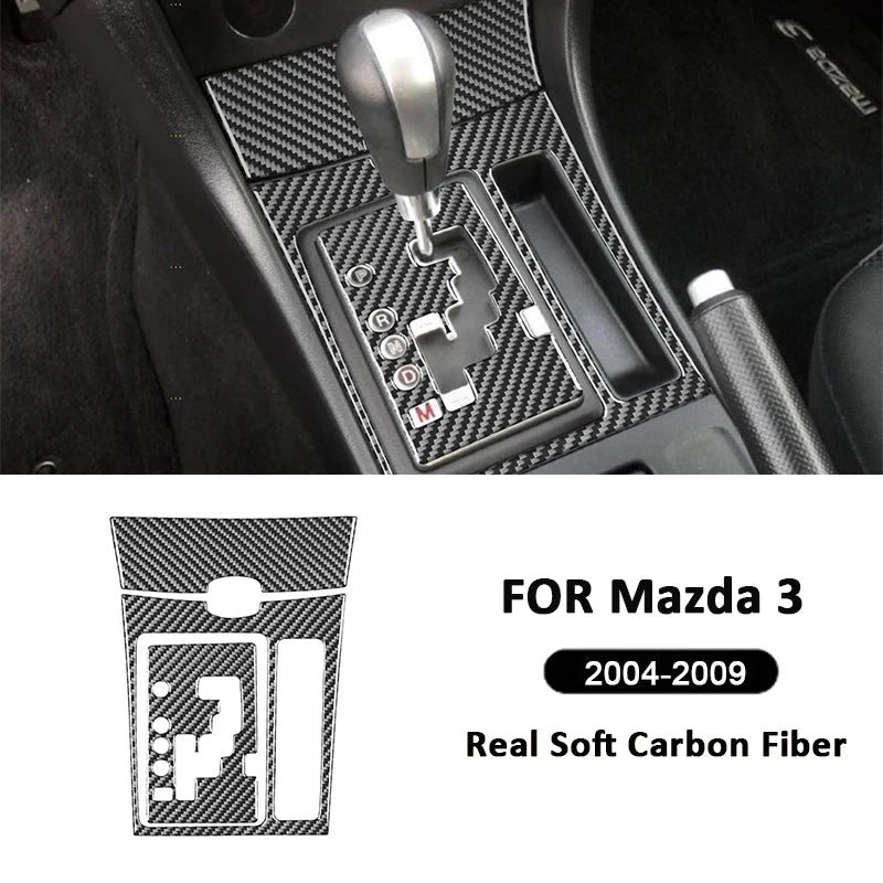 For Mazda 3 2004-2009 Accessorie Carbon Fiber Car Center Console Gear Shifter Panel Frame Trim Cover Interior Decoration Sticker