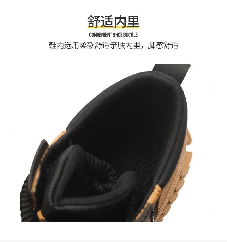 Mens Boots Leather Shoes Platform Boots for Men Outdoor Sneakers Motorcycle Ankle Boots Male Work Boot Casual Hiking Shoes