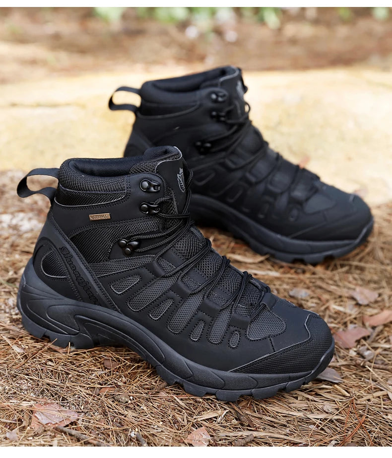 Men Boots 2024 New Platform Boots Outdoor Waterproof Casual Sneakers Working Men Ankle Boots Hiking Safety Shoes Mens Athletic