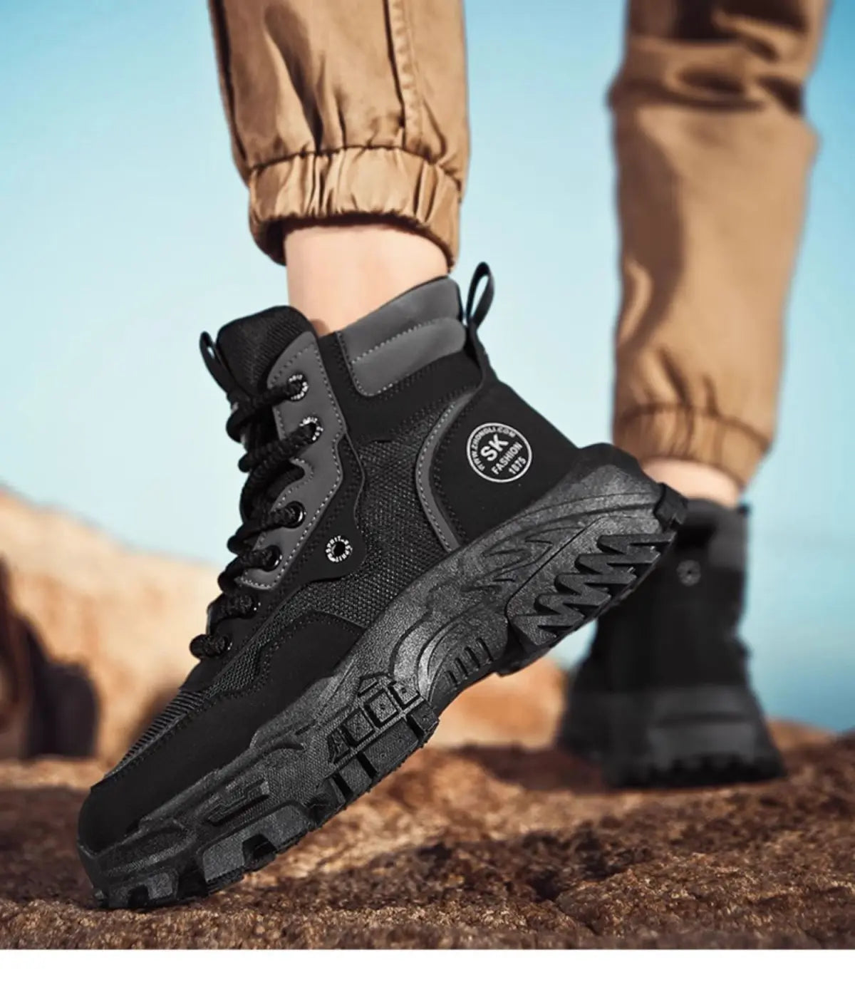 Mens Boots Leather Shoes Platform Boots for Men Outdoor Sneakers Motorcycle Ankle Boots Male Work Boot Casual Hiking Shoes