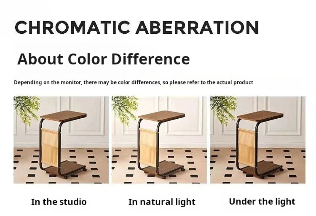 Household Small Coffee Table Bedroom Simple Storage Rack Portable Bedside Trolley Living Room Moveable C-shaped Sofa Side Table