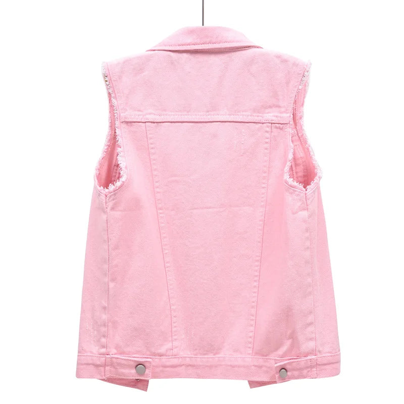 Denim Vest for Women Jacket Spring Streetwear Women Clothing Autumn Coats Fashion Clothes Casual Vintage Elegant Sleeveless