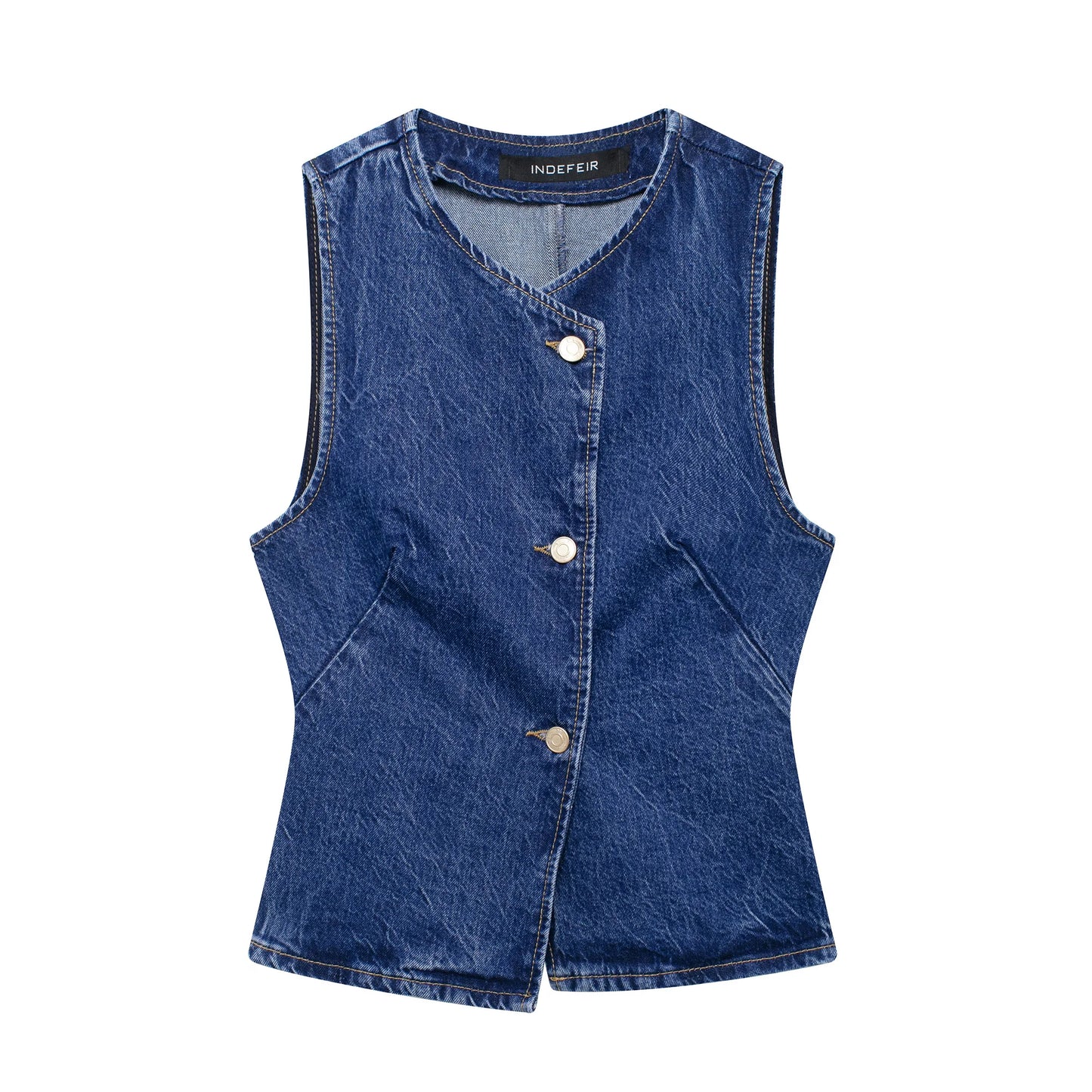 DUOPERI Women 2 piece sets Denim Waistcoat V-Neck Sleevele and Wide Leg Denim Long Trousers Suits Female Chic Lady Casual Outfit