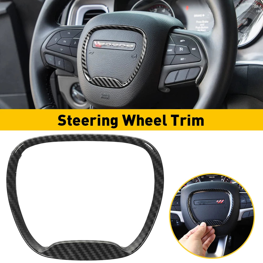 For Dodge Charger Challenger Durango 2015 2016 2017 2018 2019 2021 2022 Accessories Car Steering Wheel Frame Trim Cover