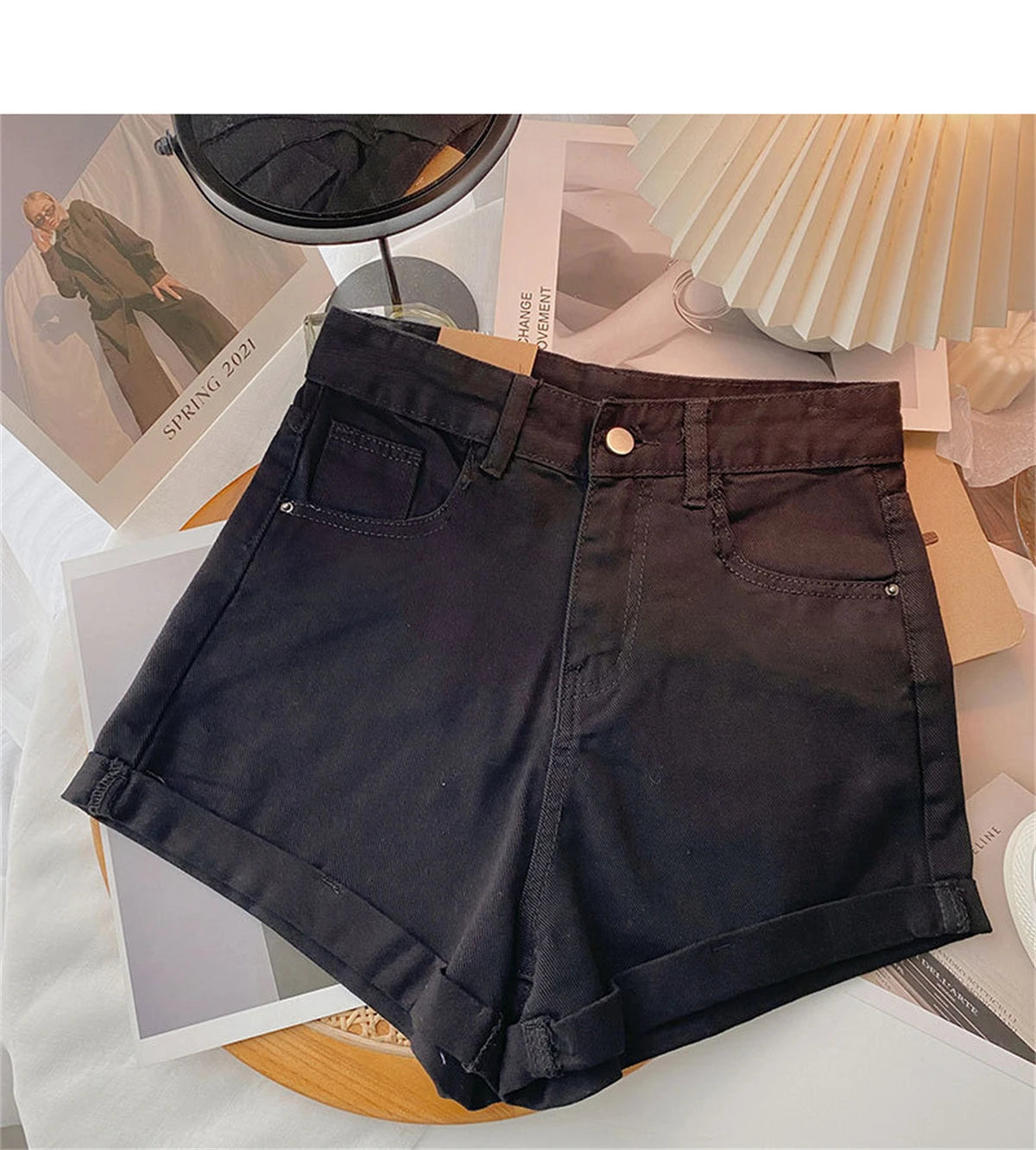 Women High Waist Denim Shorts Sexy Girl Spring Summer New In Short Jeans Wide Leg A Line Y2K Hot Pants Cowboy Casual Streetwear