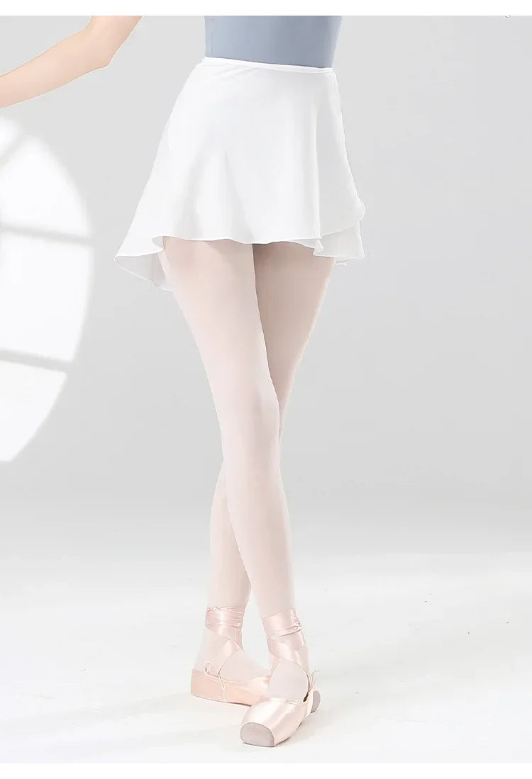 Girls Ballet Skirts Women Dance Short Skirts High Elastic Skirt Ballerina Adult Skate Dancing Yoga Lace Up Chiffon Skirt