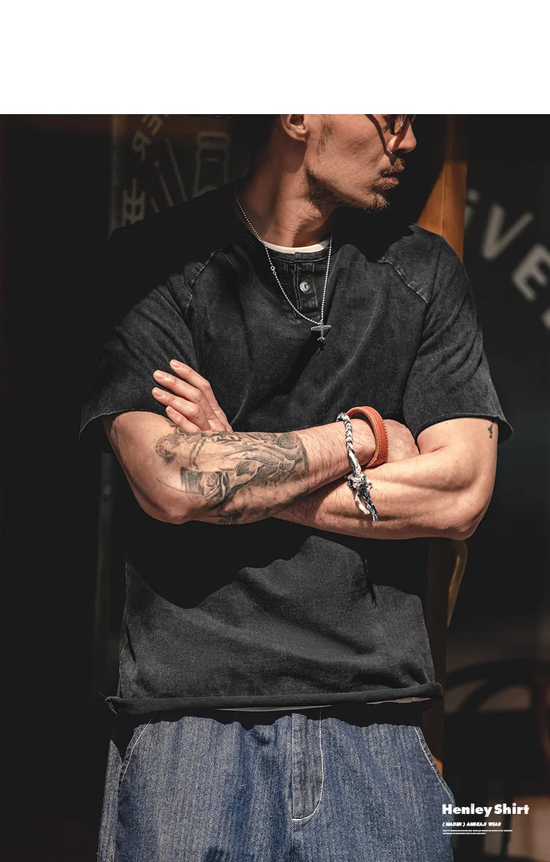 Maden Men Summer T Shirts Cotton Casual Streetwear Tees Retro Do Old Tops Slight Stretch Slim Short Sleeve T-shirts