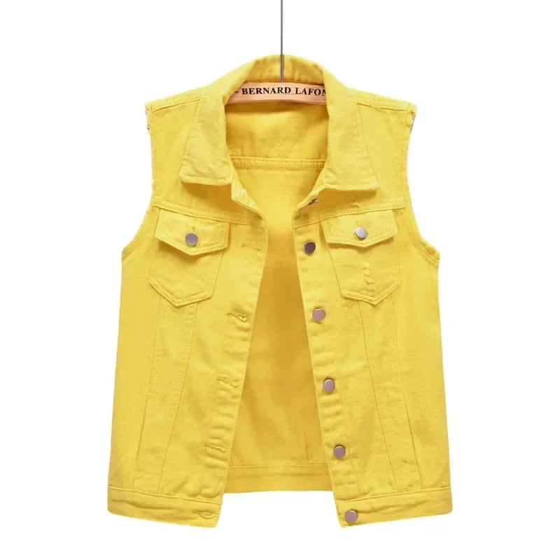 Denim Vest for Women Jacket Spring Streetwear Women Clothing Autumn Coats Fashion Clothes Casual Vintage Elegant Sleeveless