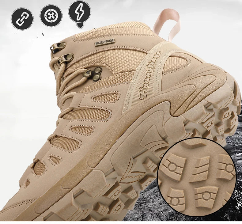 Men Boots 2024 New Platform Boots Outdoor Waterproof Casual Sneakers Working Men Ankle Boots Hiking Safety Shoes Mens Athletic