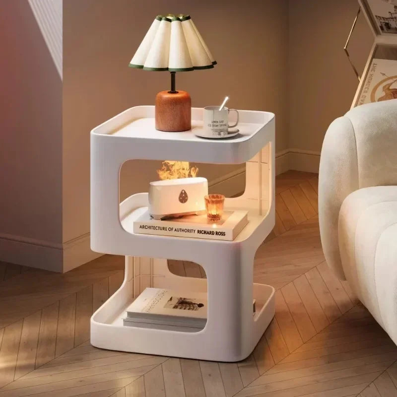 Light Luxury Sofa Table Modern Minimalist Bedside Table Creative Computer Desk Solid Color Shelf Living Room Small Coffee Table