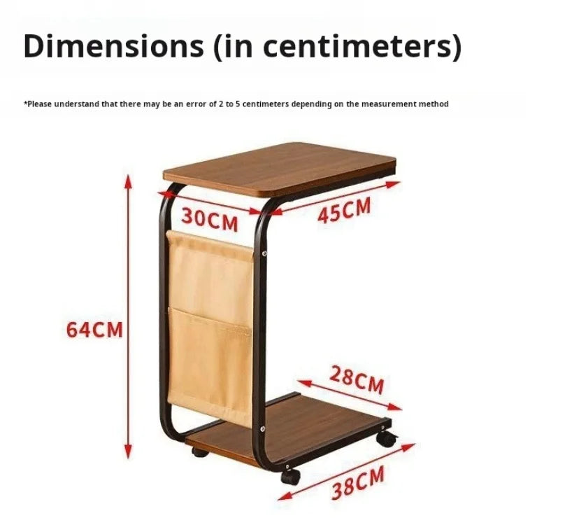 Household Small Coffee Table Bedroom Simple Storage Rack Portable Bedside Trolley Living Room Moveable C-shaped Sofa Side Table