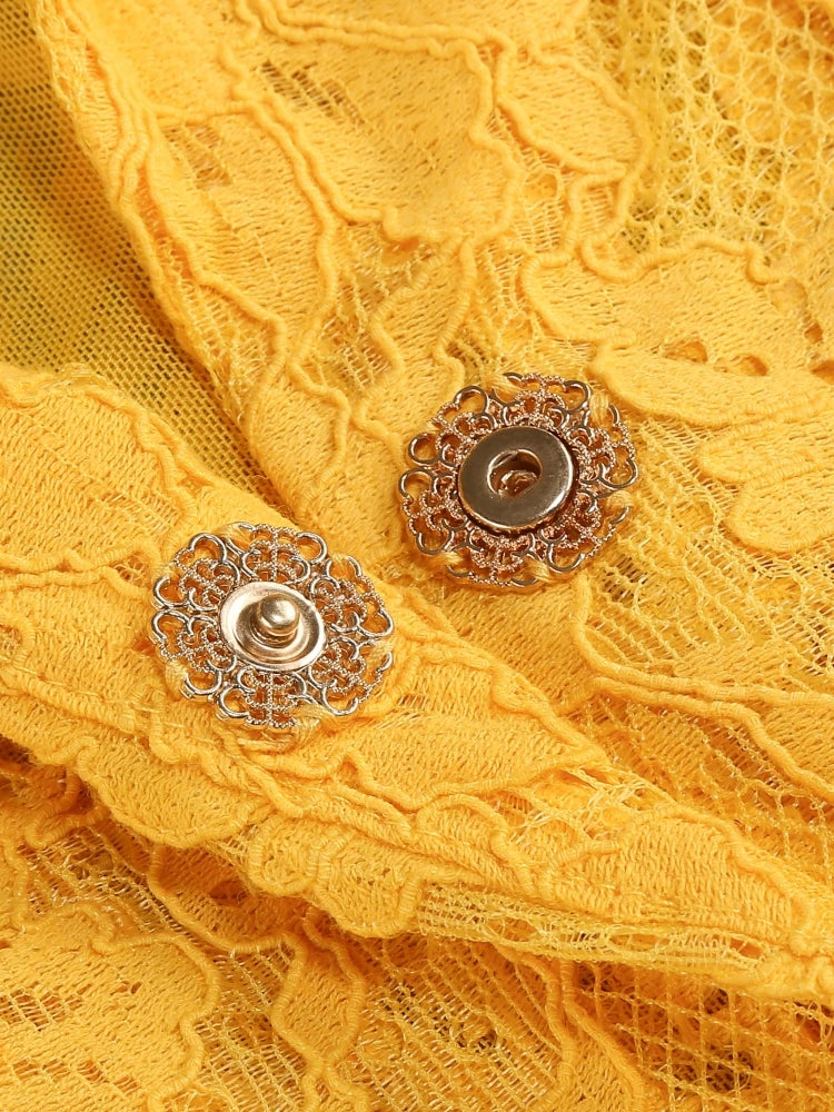 Women Lace Suit 3 Piece Set Sexy Yellow Short Top + Single Button Blazer + Shorts Sets Jacket Coat Suits Party Evening Cocktail