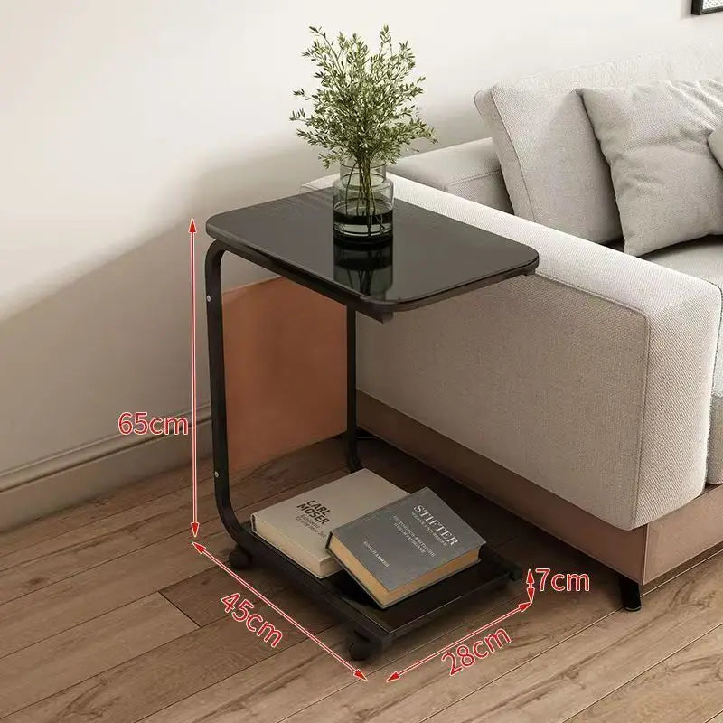 Household Small Coffee Table Bedroom Simple Storage Rack Portable Bedside Trolley Living Room Moveable C-shaped Sofa Side Table