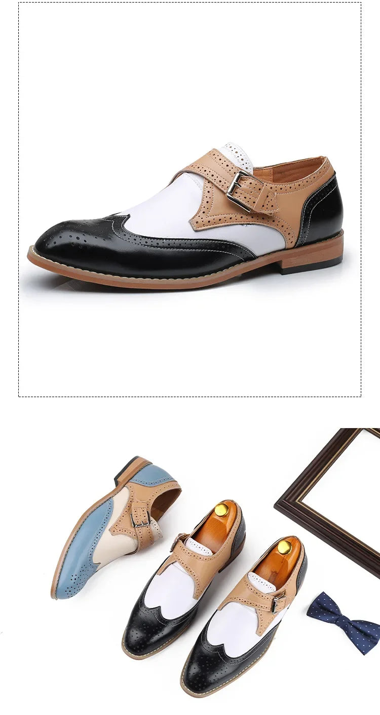 Men Business Dress shoe Colorful Lace up Fashion Man Casual Leather Oxfords shoes Flat Leisure Wedding Party shoe Men Big Size