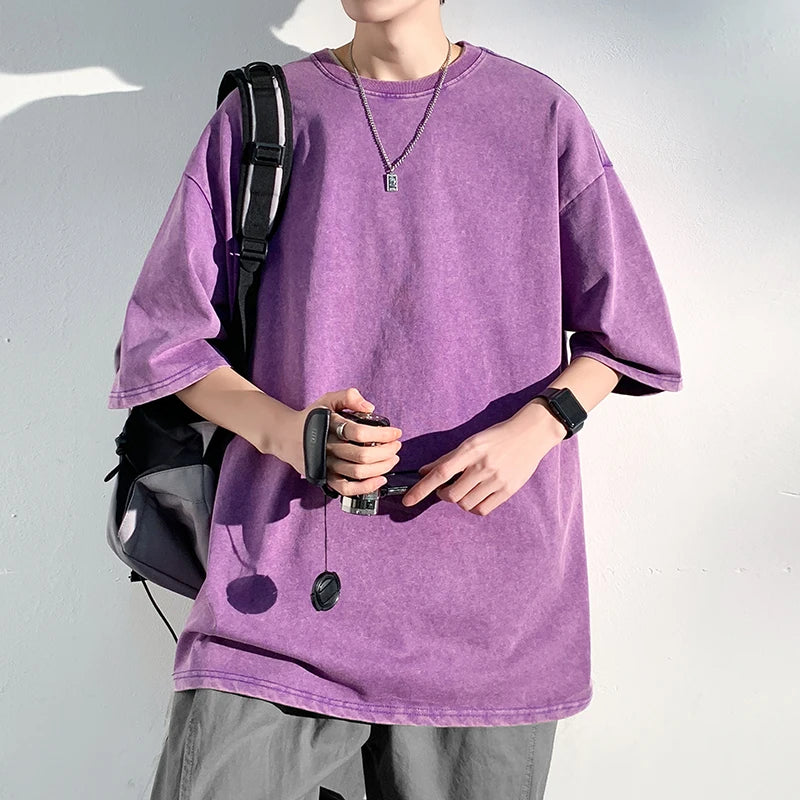 LEGIBLE Summer Men T Shirt Short Sleeve Casual Cotton Oversized T-shirt Men Tops Tees