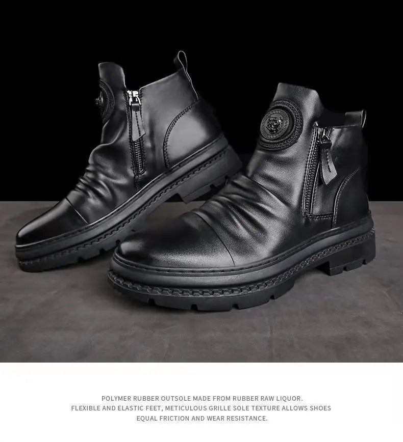 Chelsea Boots for Men Business Office Formal Dress Shoes Men Casual High-top Ankle Boots Men Platform Boots
