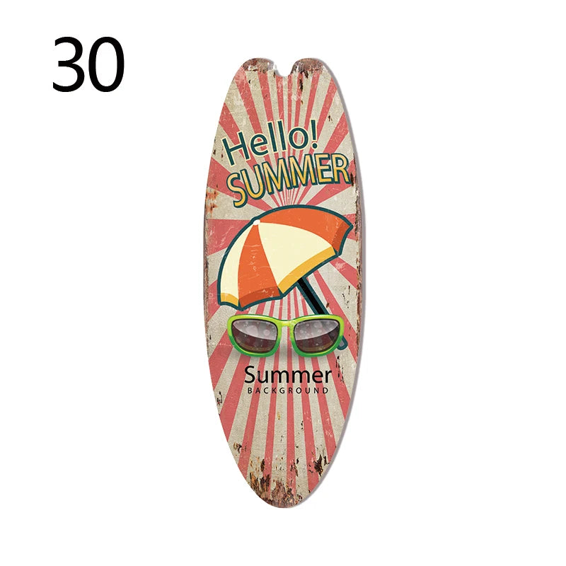 Retro Surfboard Wall Sign