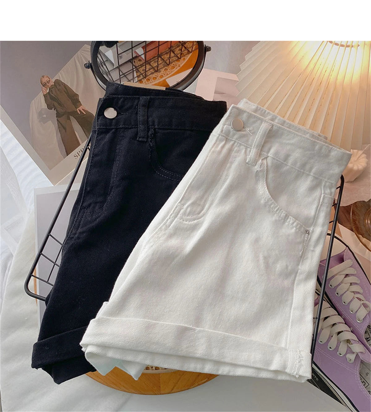 Women High Waist Denim Shorts Sexy Girl Spring Summer New In Short Jeans Wide Leg A Line Y2K Hot Pants Cowboy Casual Streetwear