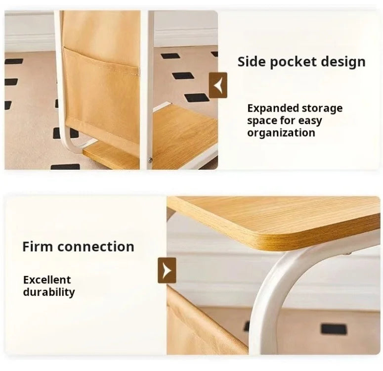 Household Small Coffee Table Bedroom Simple Storage Rack Portable Bedside Trolley Living Room Moveable C-shaped Sofa Side Table