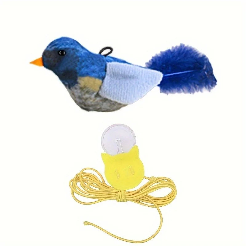 Automatic Chirping Cat Toy - Motion Activated with Catnip & Feathers, Chew-Proof Interactive Pet Game for Indoor Kittens
