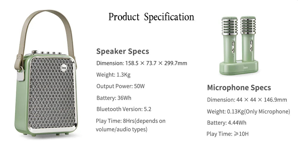 Divoom SongBird-HQ Portable Bluetooth Speaker Home Home Ktv Sound Set Home Karaoke Speakers Microphone Karaoke Microphone