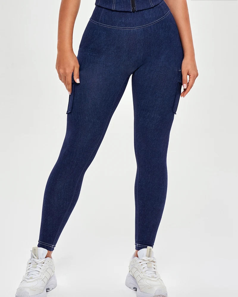 Women's Denim Pants 2025 Summer New Fashion Solid Color Buttoned Pocket Zipper Design High Waist Casual Daily Skinny Jeans