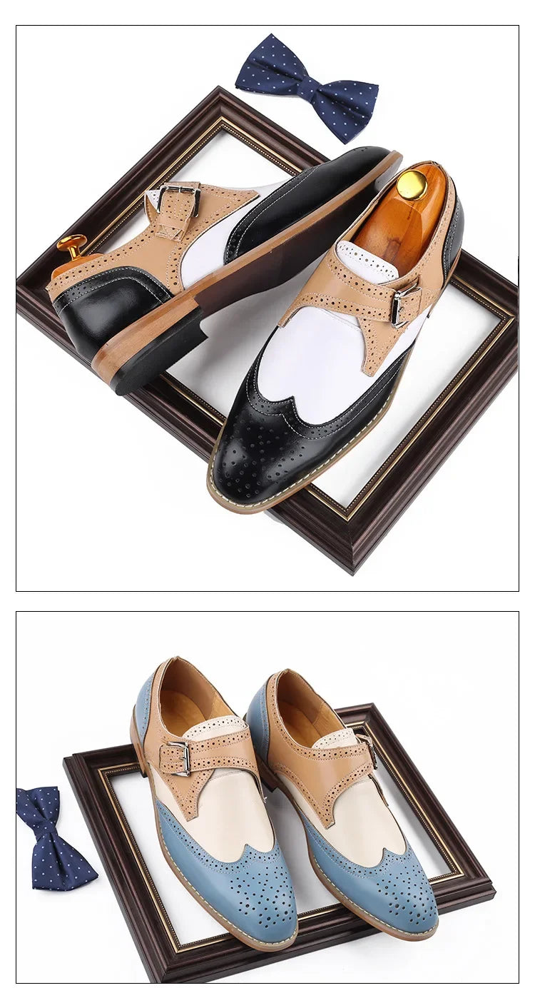 Men Business Dress shoe Colorful Lace up Fashion Man Casual Leather Oxfords shoes Flat Leisure Wedding Party shoe Men Big Size