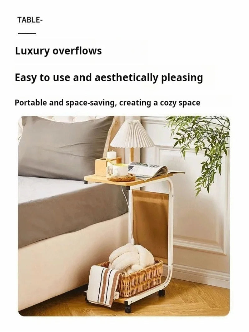 Household Small Coffee Table Bedroom Simple Storage Rack Portable Bedside Trolley Living Room Moveable C-shaped Sofa Side Table