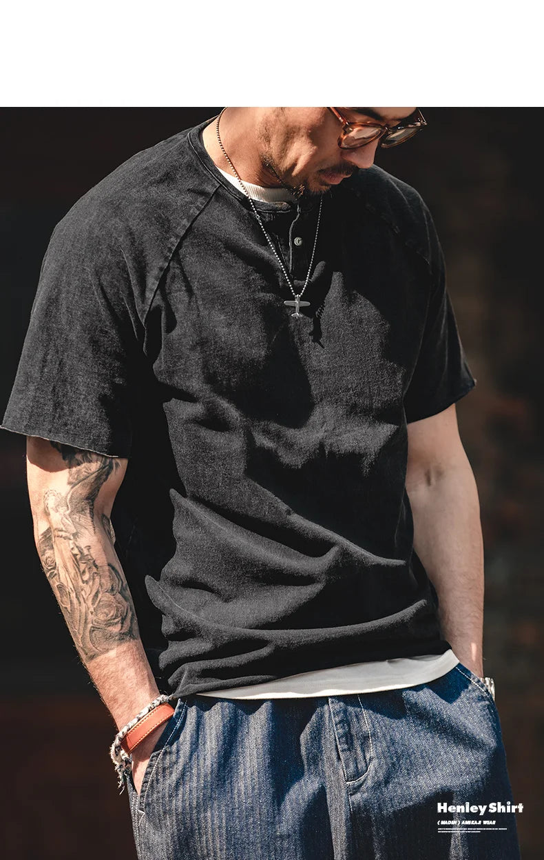 Maden Men Summer T Shirts Cotton Casual Streetwear Tees Retro Do Old Tops Slight Stretch Slim Short Sleeve T-shirts