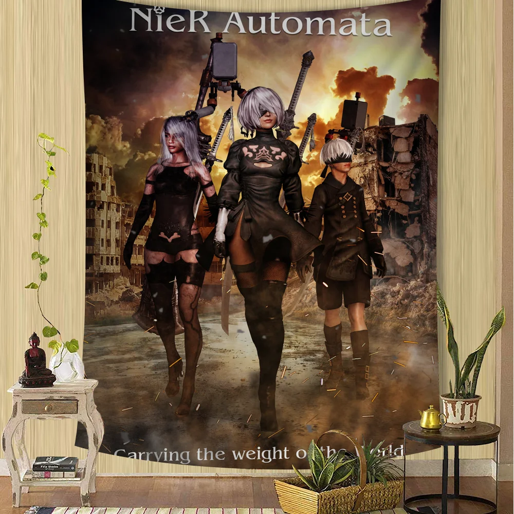 NieR Automata Cartoon Tapestry Home Decoration hippie bohemian decoration divination Home Decor