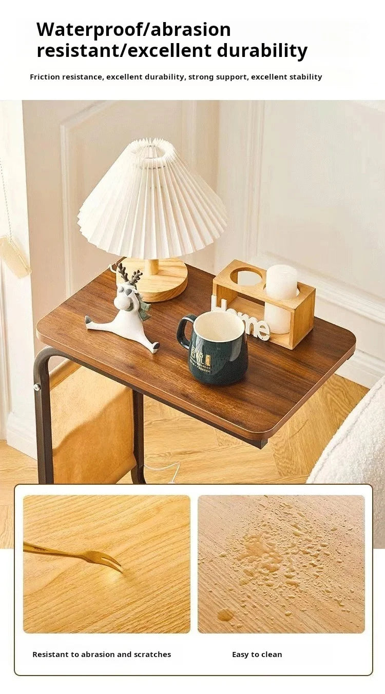 Household Small Coffee Table Bedroom Simple Storage Rack Portable Bedside Trolley Living Room Moveable C-shaped Sofa Side Table