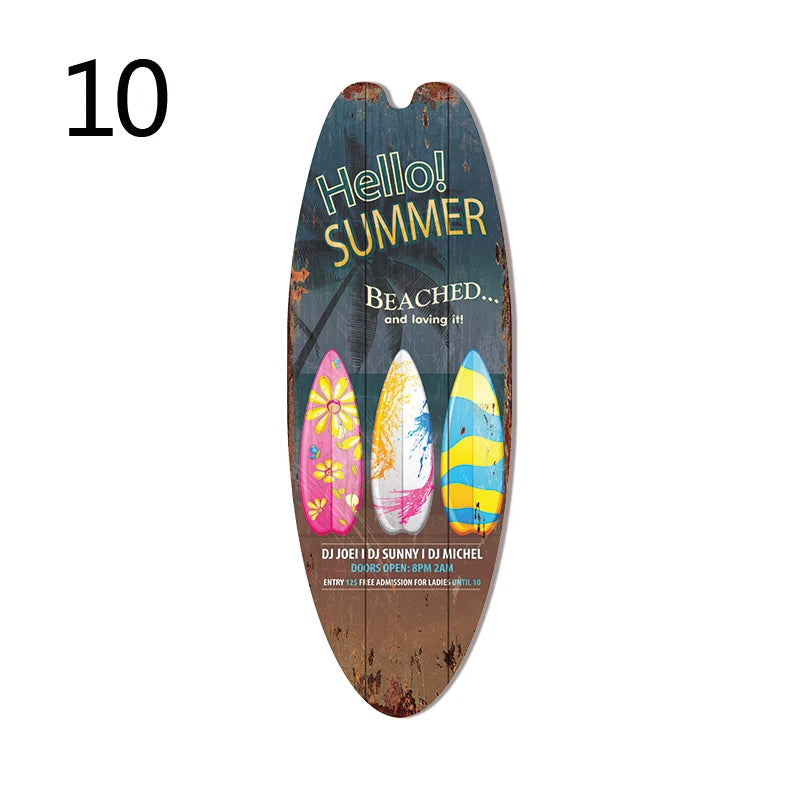 Retro Surfboard Wall Sign