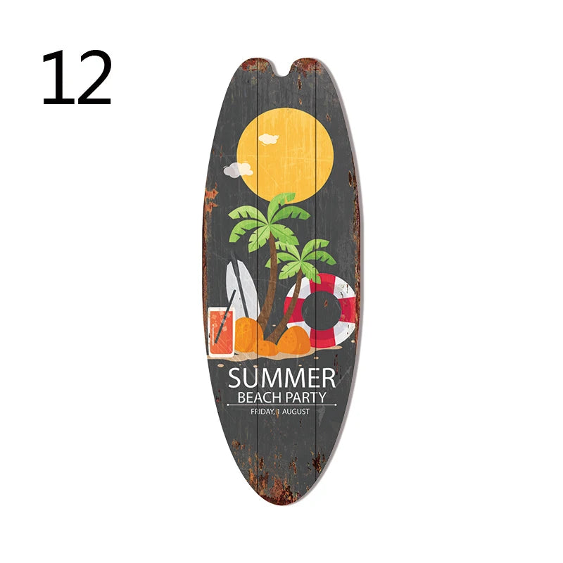 Retro Surfboard Wall Sign