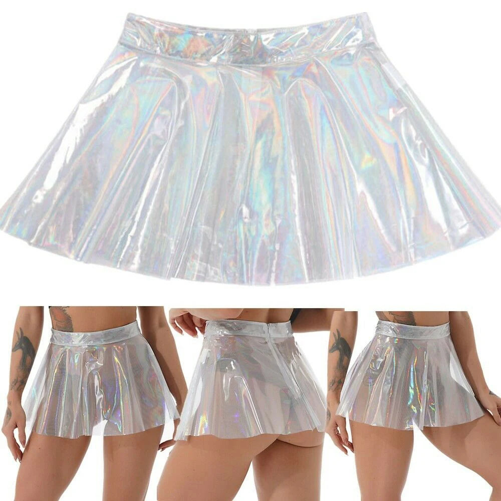 Skirts Women Mini Skirt 1 Piece Pleated Mini Skirts See Through Skirts Clubwear Transparent PVC 100% Brand New