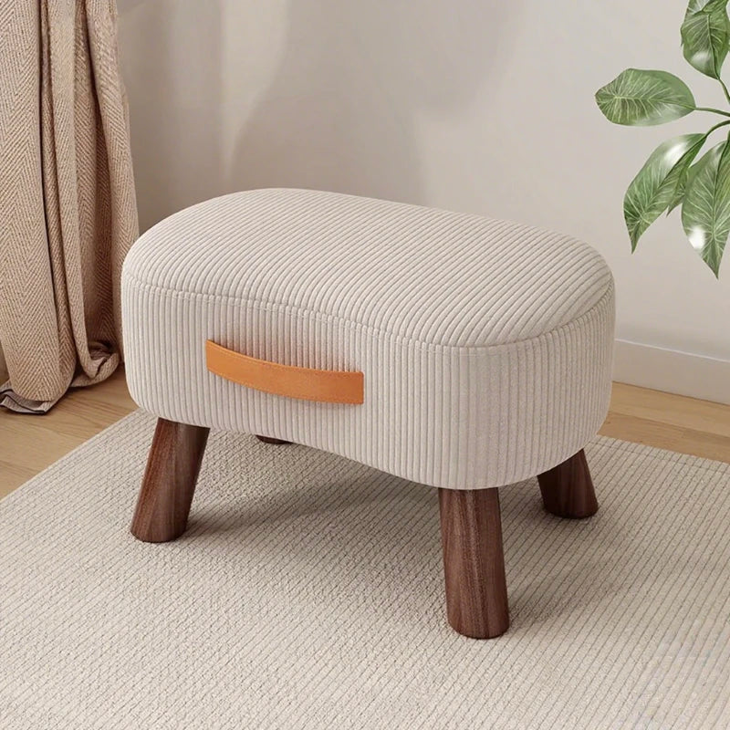 Household Stool Footstool Wood Material Living Room Furniture Wooden Frame Fabric