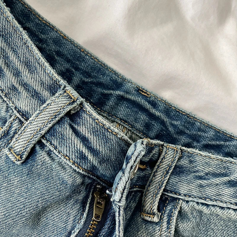 Retro Denim Shorts Women Summer High Waist Loose Wide Leg Straight Short Pants Versatile Casual Half Pants Female Streetwear