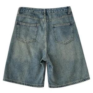 Retro Denim Shorts Women Summer High Waist Loose Wide Leg Straight Short Pants Versatile Casual Half Pants Female Streetwear