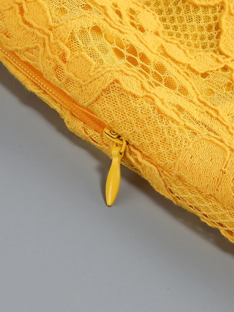 Women Lace Suit 3 Piece Set Sexy Yellow Short Top + Single Button Blazer + Shorts Sets Jacket Coat Suits Party Evening Cocktail