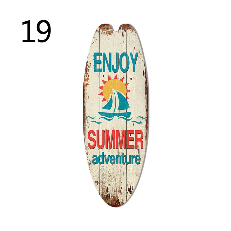 Retro Surfboard Wall Sign