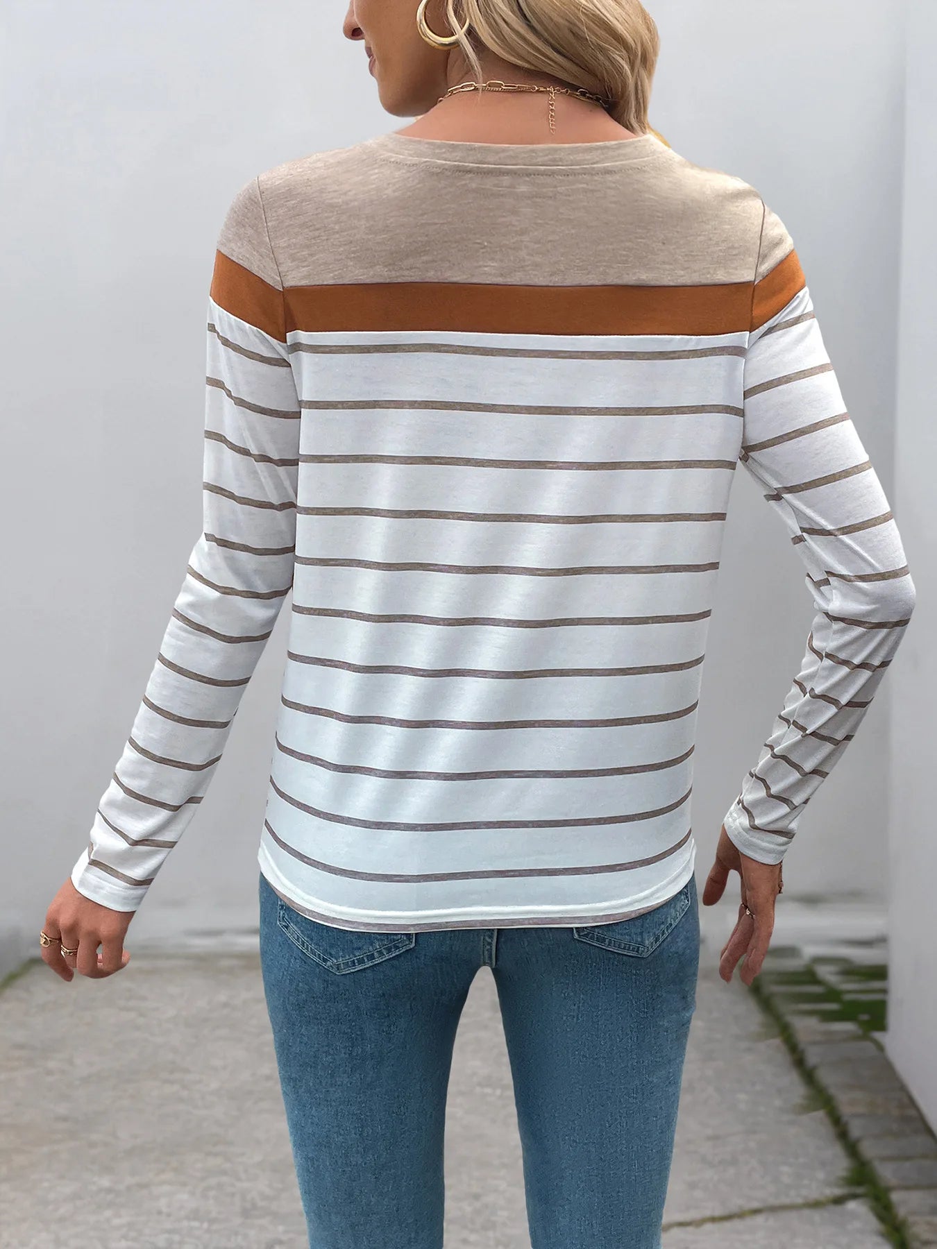 Sweatshirts Women Tops Striped Round Neck Full Sleeve Top Sweatshirt Work Casual Regular Y2k Streetwear Elegant Hoodies Autumn