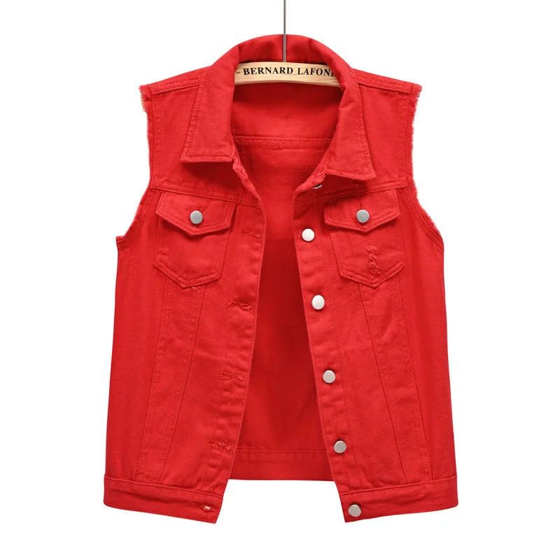 Denim Vest for Women Jacket Spring Streetwear Women Clothing Autumn Coats Fashion Clothes Casual Vintage Elegant Sleeveless