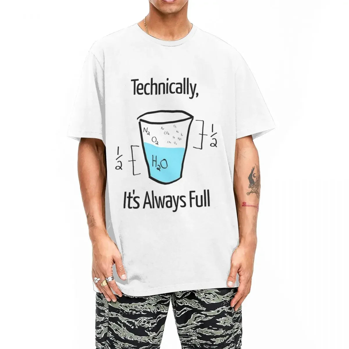 Men's Science Is Optimistic T-Shirts Technically It is Always Full Top Tee Summer Classic T Shirt Casual Tshirt Plus Size