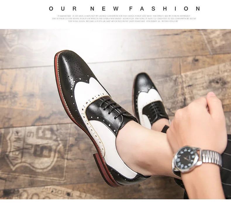 Men Business Dress shoe Colorful Lace up Fashion Man Casual Leather Oxfords shoes Flat Leisure Wedding Party shoe Men Big Size