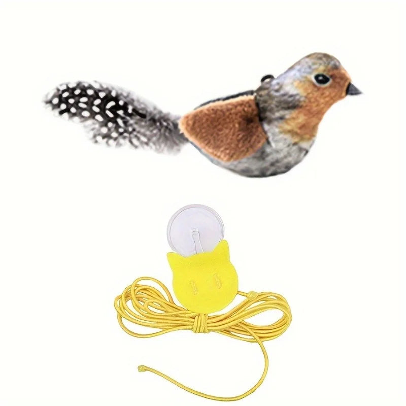 Automatic Chirping Cat Toy - Motion Activated with Catnip & Feathers, Chew-Proof Interactive Pet Game for Indoor Kittens