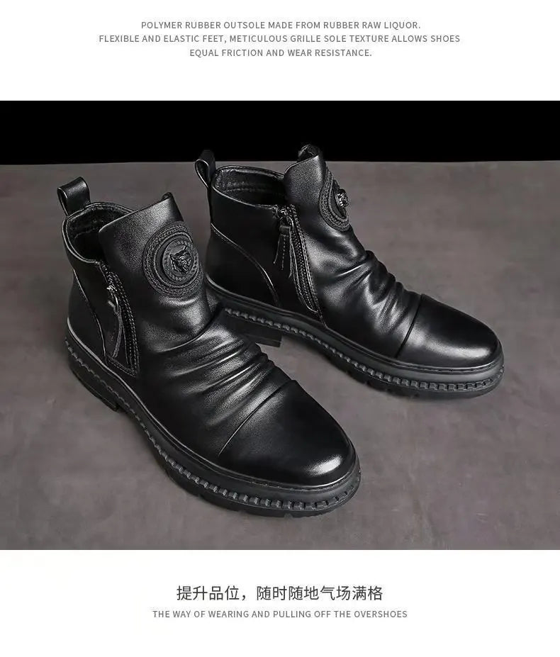 Chelsea Boots for Men Business Office Formal Dress Shoes Men Casual High-top Ankle Boots Men Platform Boots