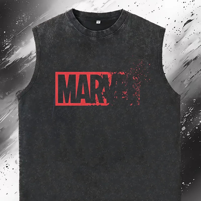 Men's Tank Tops Marvel's Spider-Man Graphic Print Vintage Washed Oversized Gym Vest Woman's T Shirt Sleeveless Y2k Clothes Tees