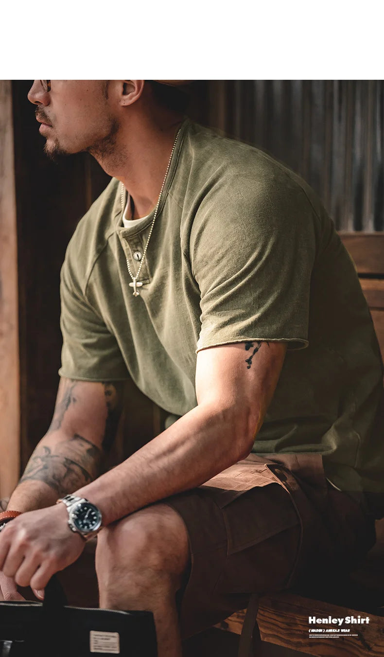 Maden Men Summer T Shirts Cotton Casual Streetwear Tees Retro Do Old Tops Slight Stretch Slim Short Sleeve T-shirts