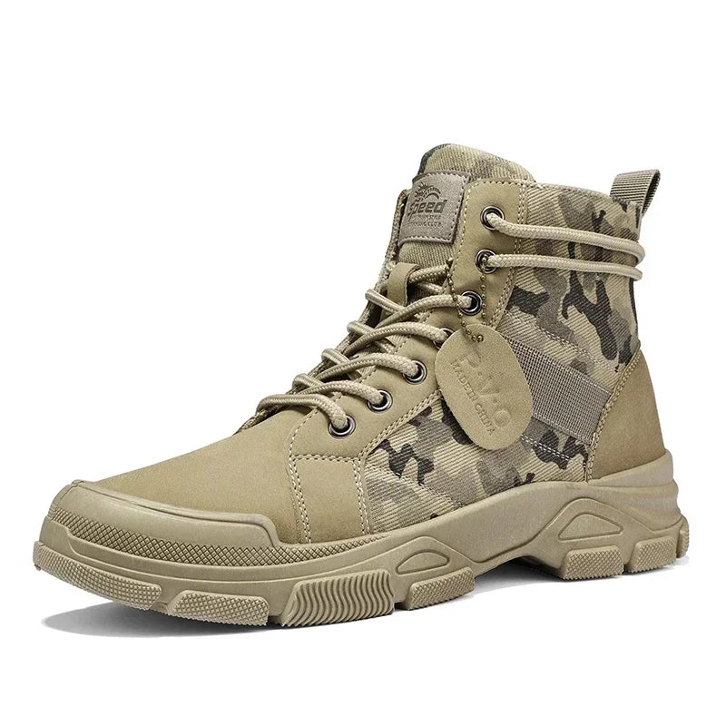 Military Boots for Men Autumn High Top Camouflage Desert Casual Flats Mens Boot Breathable Non Slip Work Shoes Zapatillas Hombre