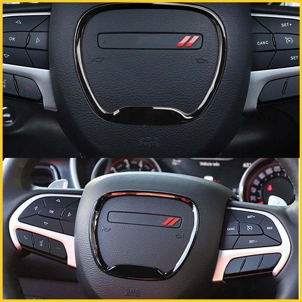 For Dodge Charger Challenger Durango 2015 2016 2017 2018 2019 2021 2022 Accessories Car Steering Wheel Frame Trim Cover